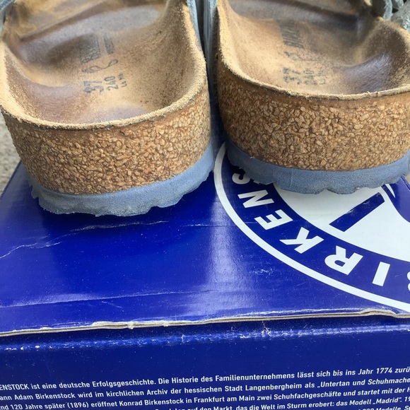 Leather Franca Birkenstocks Sz 37, Dusty Blue, VGUC, Made in Germany, Reg fit - Picture 10 of 10